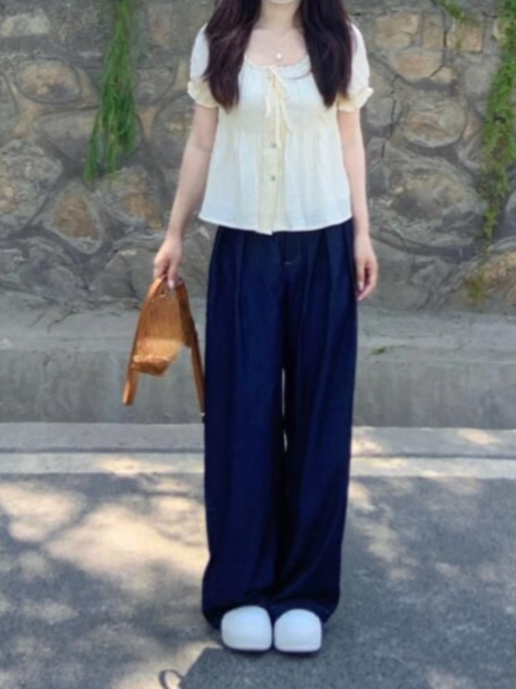 Chemisier à bandes pour femmes, à volants, Harajuku, simple boutonnage, hauts Y2k, col Suare esthétique, Grunge, Streetwear De Mujer