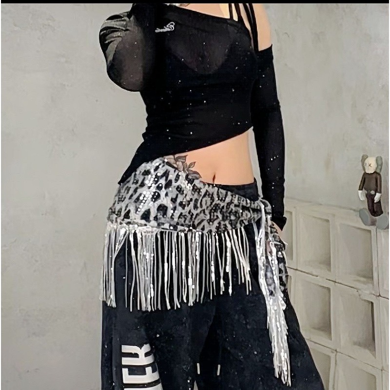Danse du ventre imprimé léopard, écharpe de hanche, tenue pour femmes, ceinture de danse Jazz, accessoire de Costume, vêtements de danse orientale
