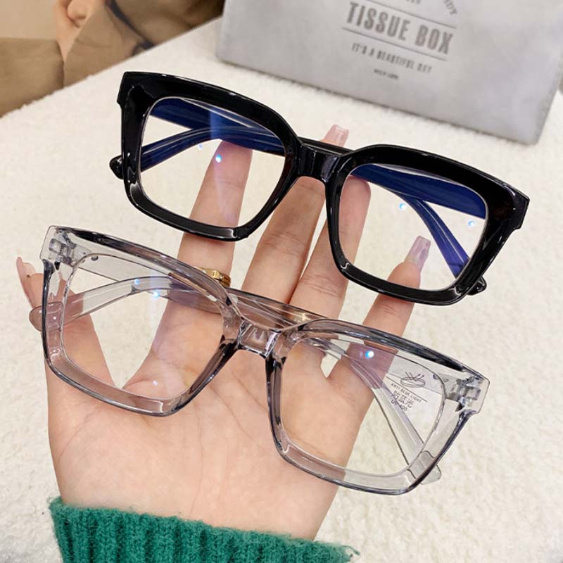 Lunettes anti-lumière bleue pour femmes, monture surdimensionnée, style vintage, protection des yeux, lunettes d'ordinateur, monture complète transparente
