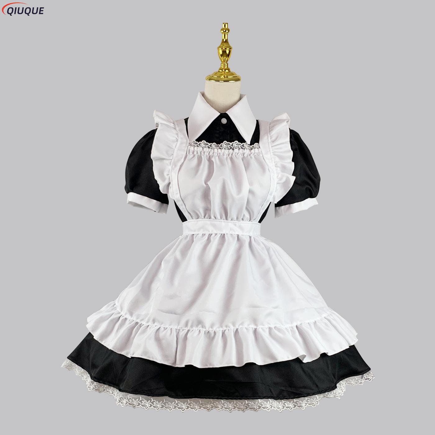 Robe de demoiselle d'honneur pour femmes, tenue de demoiselle d'honneur, tablier, robe croisée de femme de ménage, uniformes japonais, Costume de Cosplay d'halloween