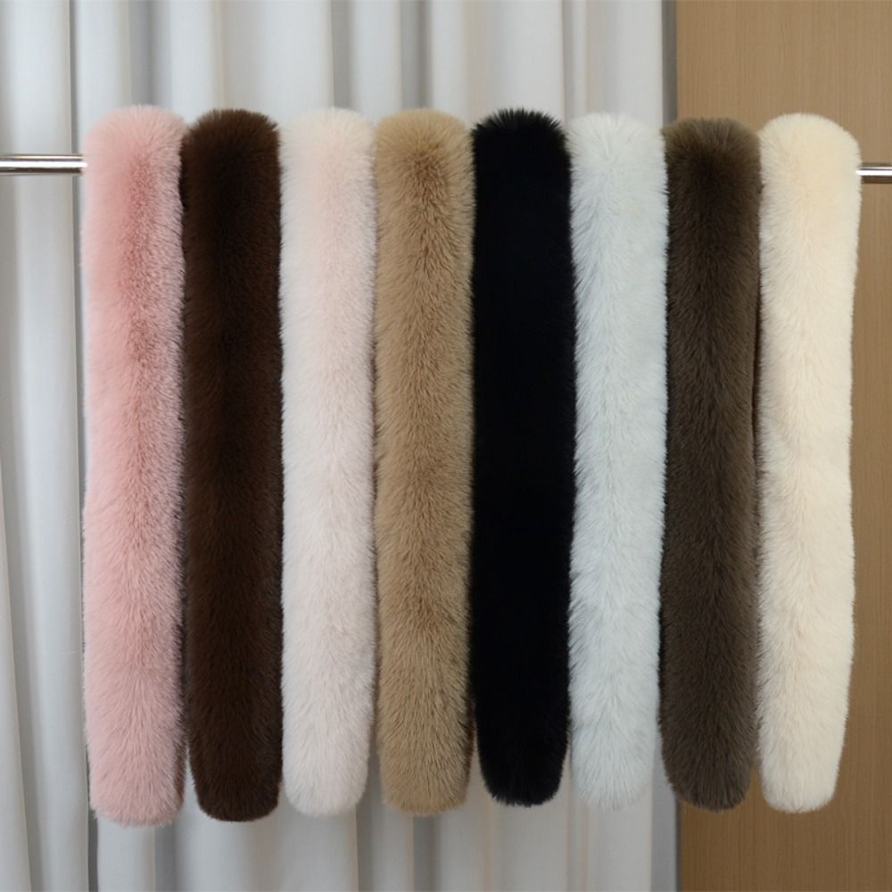 130cm fausse fourrure longue écharpe couleur unie épais hiver moelleux écharpe fourrure décor doux en peluche dames cou plus chaud écharpes en plein air chaud