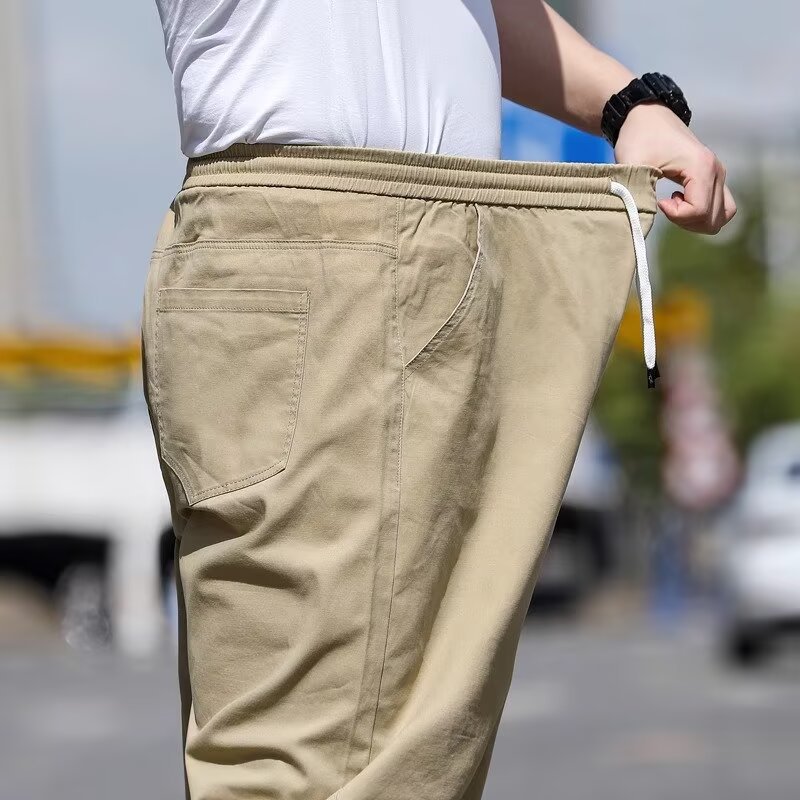 Pantalon de travail d'été pour hommes, grande taille, coupe droite décontractée, XL-8XL, grandes tailles, pantalon d'été grande taille, taille asiatique