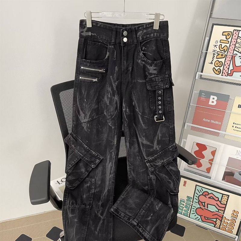 Jean pour homme, pantalon classique en denim délavé, coupe droite, décontracté, ample, confortable, style hip-hop baggy