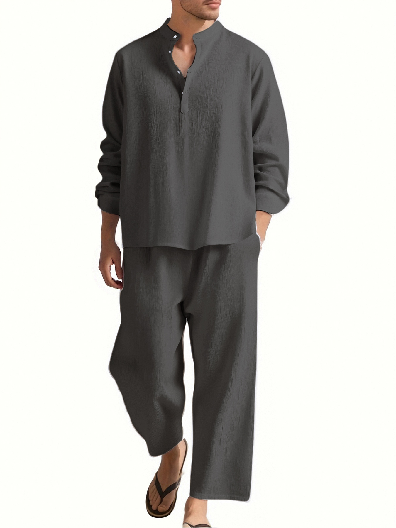 Chemise et pantalon à manches longues pour hommes, vêtements de plage, survêtement, chemises de couleur unie, pantalons de survêtement, vêtements de vacances hawaïennes pour hommes