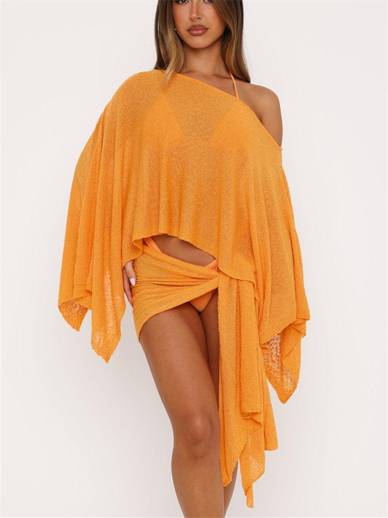 Poncho de plage pour femme, châle tricoté transparent, cape de maillot de bain courte et drapée, poncho de superposition, vêtement de plage en maille