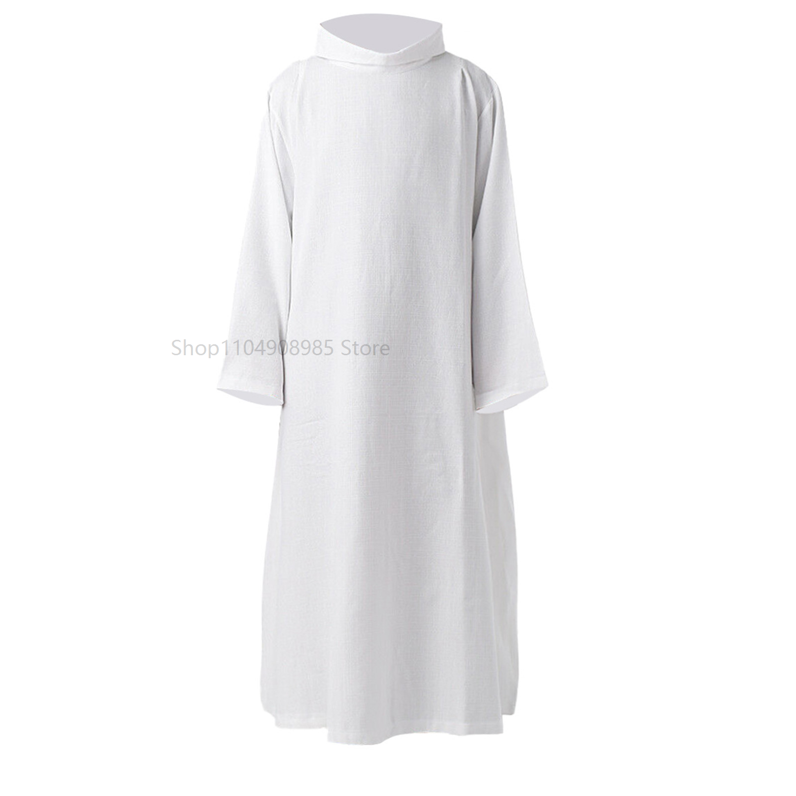 Robe de prêtre blanche, Costumes Cospaly médiévaux, tenues fantaisie, fête de carnaval d'halloween, Robes de clergé, église catholique