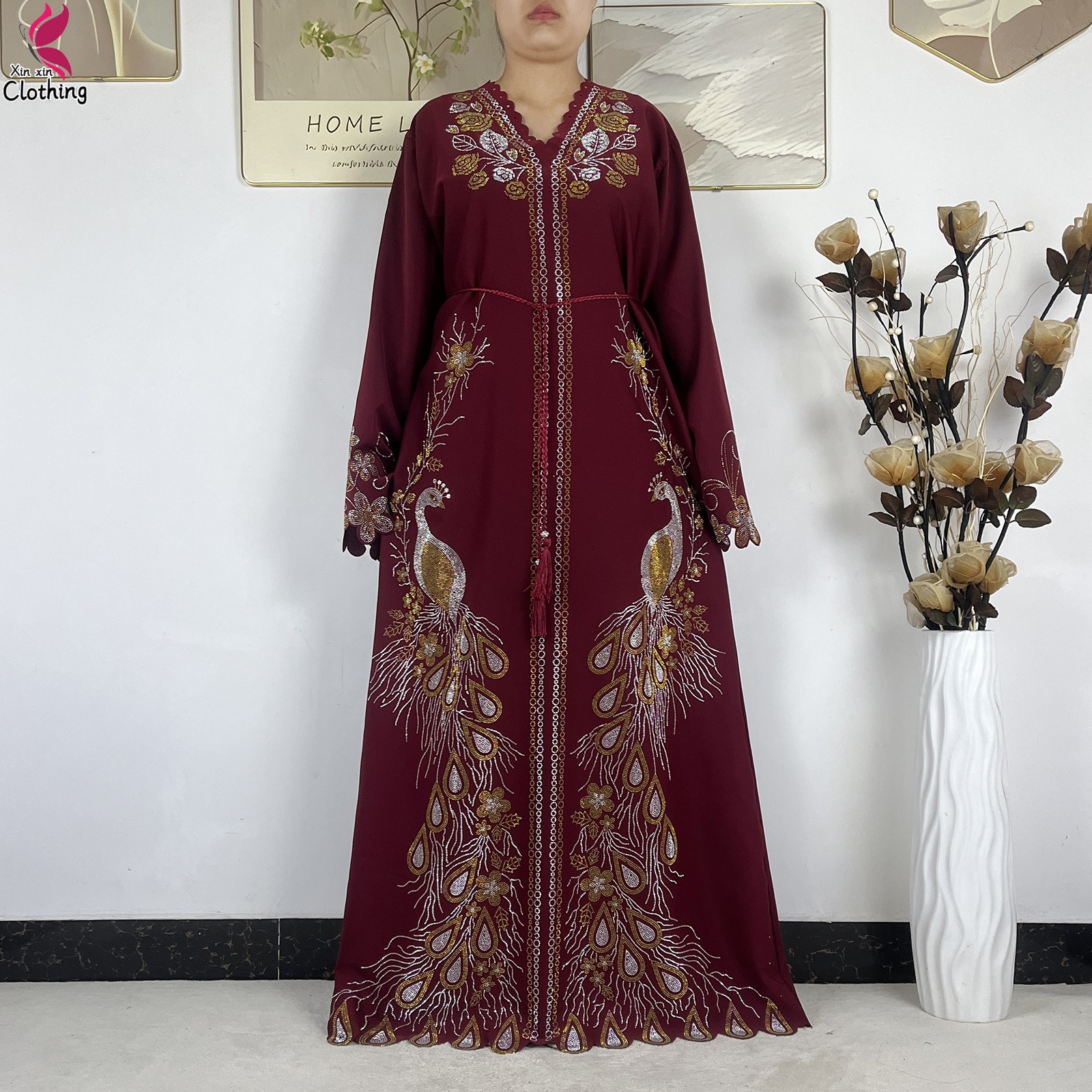 Nouvelle Robe Modeste pour Femmes Musulmanes de Dubaï 2026, en Chiffon Diamanté, Élégante, Style Arabe, Hijab, Abaya Africaine, Robe Islamique à Manches Longues, Robe Turque