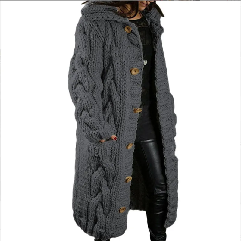 Pull femme nouveau décontracté ample mode européenne américaine col rabattu tricoté longs manteaux Cardigan grande taille pull manteau