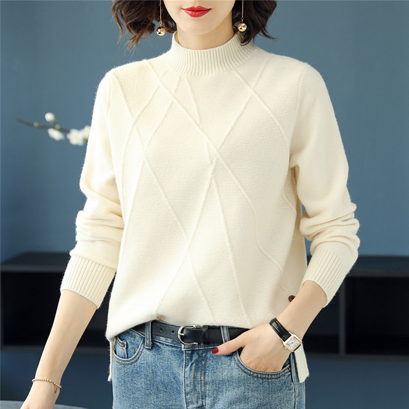 Automne hiver hauts pour Femme chandails à manches longues fond demi col roulé Pull femmes vêtements printemps Pull Femme chemise
