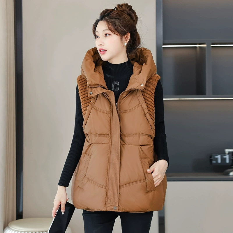 Hiver vers le bas coton gilet veste femmes 2025 nouvelle veste à manches à capuche Parkas chaud gilet manteau femme gilet pardessus dames hauts