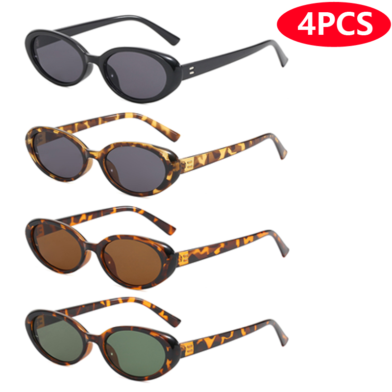 4 pièces/7pc petites lunettes de soleil ovales Vintage lunettes de soleil ovales 2024 hommes petites lunettes de soleil ovales rétro mode femmes lunettes de soleil Oculus ﻿