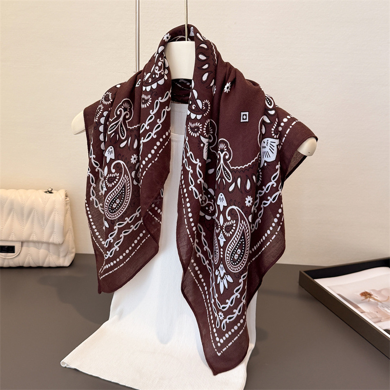 Foulard carré de luxe en forme de cajou pour femmes, doux, 70x70cm, châle, chaîne, élégant, Bandanas, imprimé Paisley, Hijab