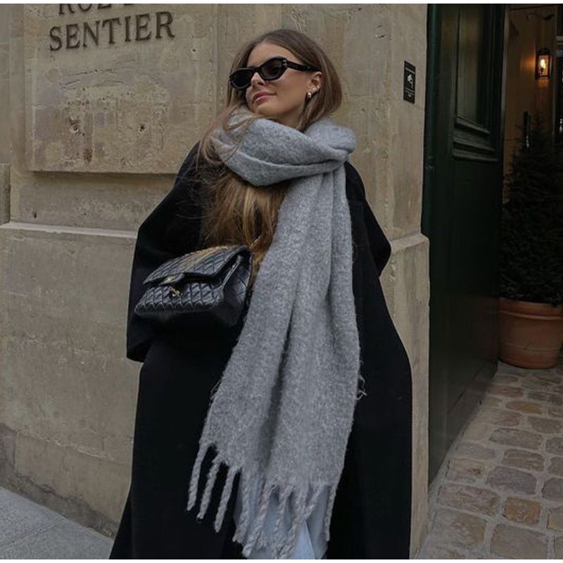 Écharpe de Noël longue en laine pour femmes, châle rond épais, écharpes chaudes et douces, rouge, vert, dernier style, automne, hiver, 2024