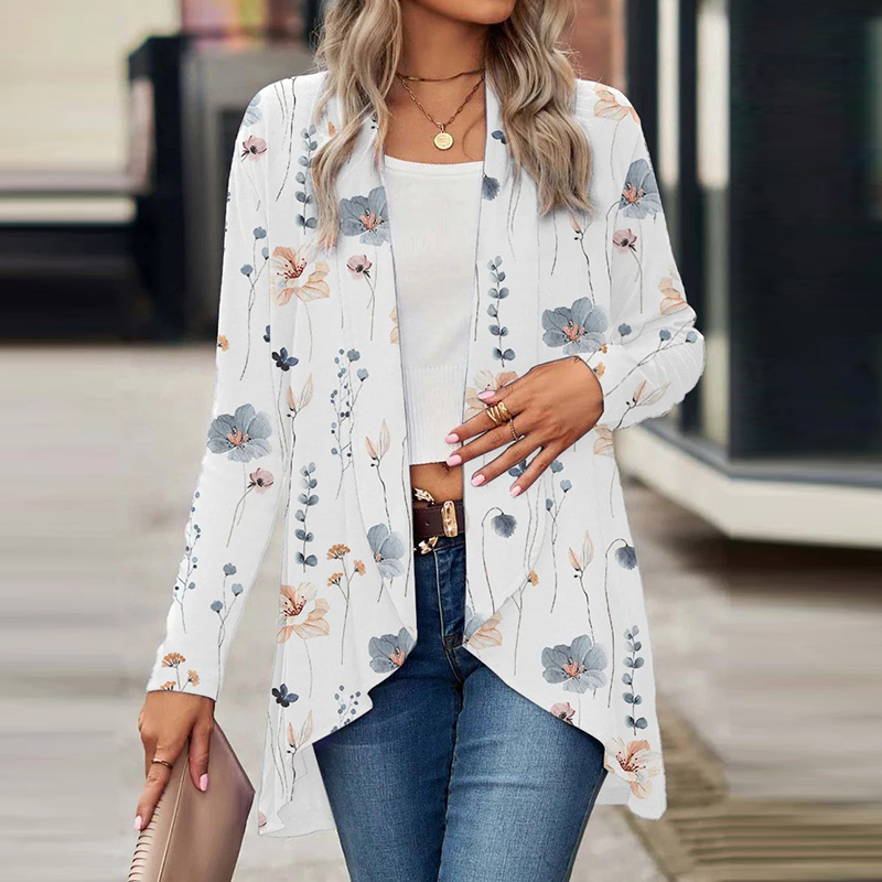 Nouveau Cardigan pour femmes manteaux mode décontracté col rabattu Vintage imprimé vestes pour femmes décontracté mince hauts