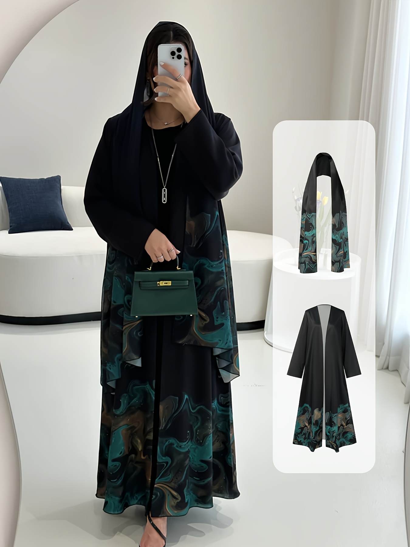 Vêtements traditionnels saoudiens pour femmes musulmanes, nouvelle collection printemps/automne du Moyen-Orient, robe ample ouverte sur le devant pour les fêtes et le Ramadan