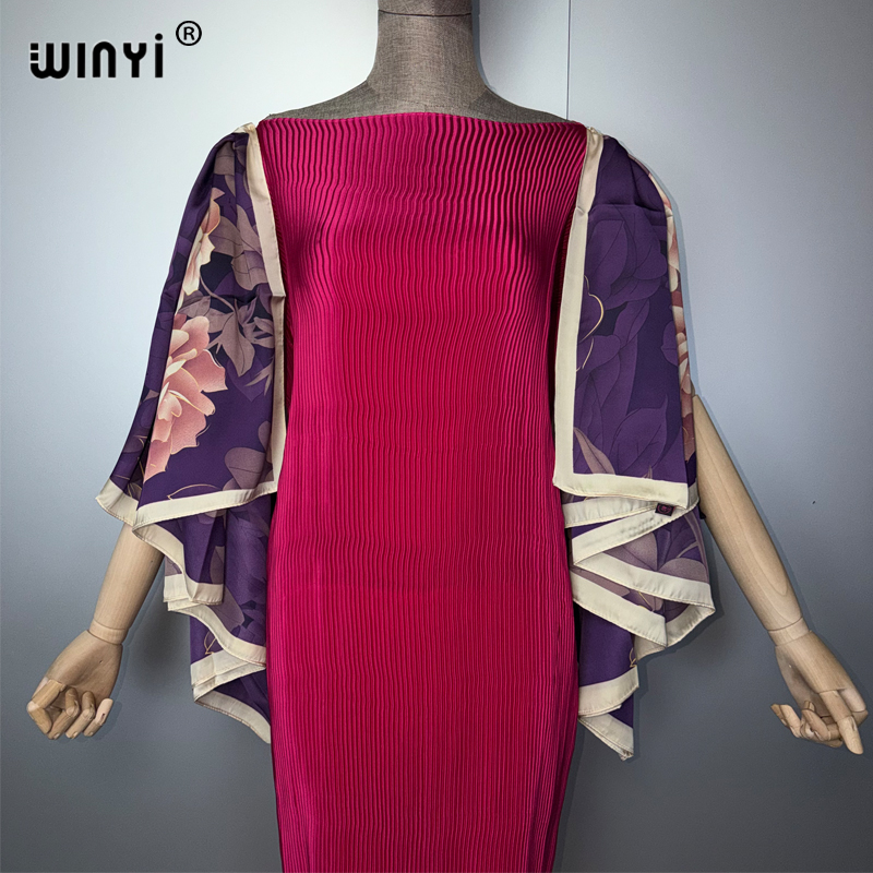 Robe plissée slim WINYI, élastique, style bohème, paréo de plage, caftan de vacances, abaya pour femmes musulmanes, tenue de soirée de luxe Dubaï
