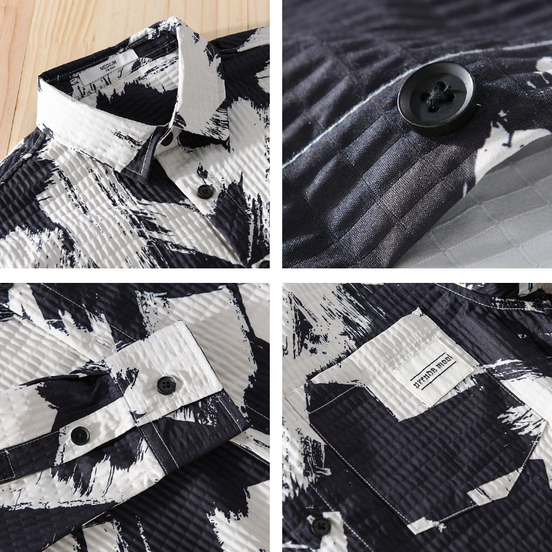 Chemise à manches longues de haute qualité pour la nouvelle mode d'automne, marque tendance, beau style d'affaires, chemise rayée texturée, coupe ajustée