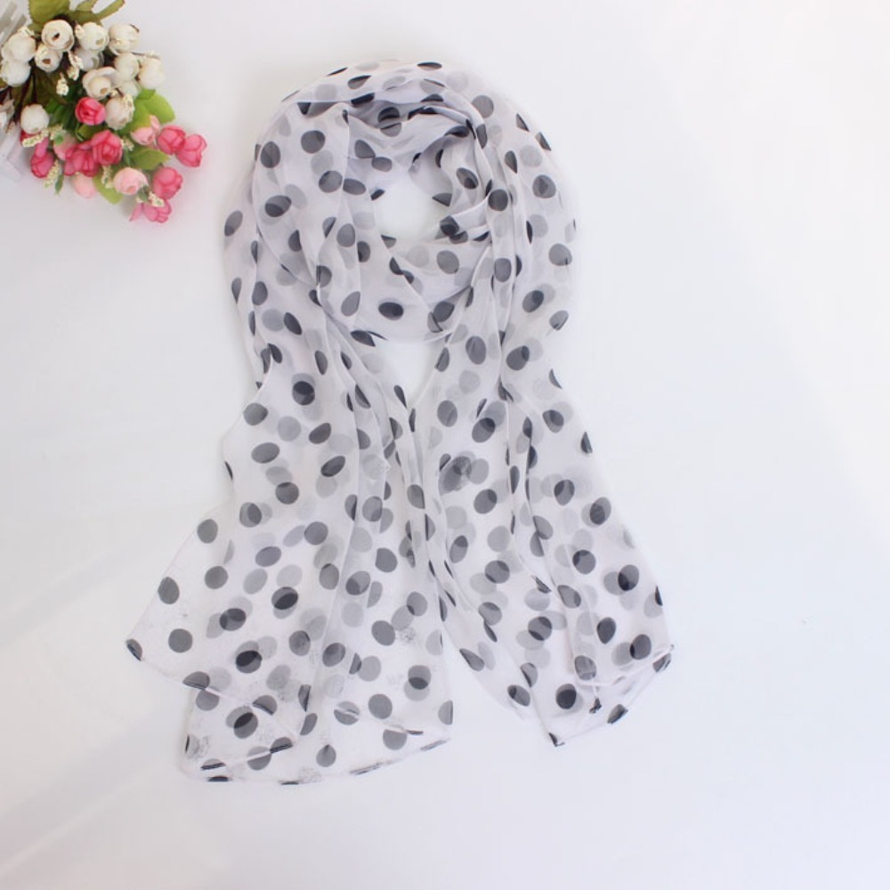 Écharpe à pois pour femmes, écharpe en mousseline de soie, bandeau doux pour la tête, protection solaire d'été, châle de climatiseur