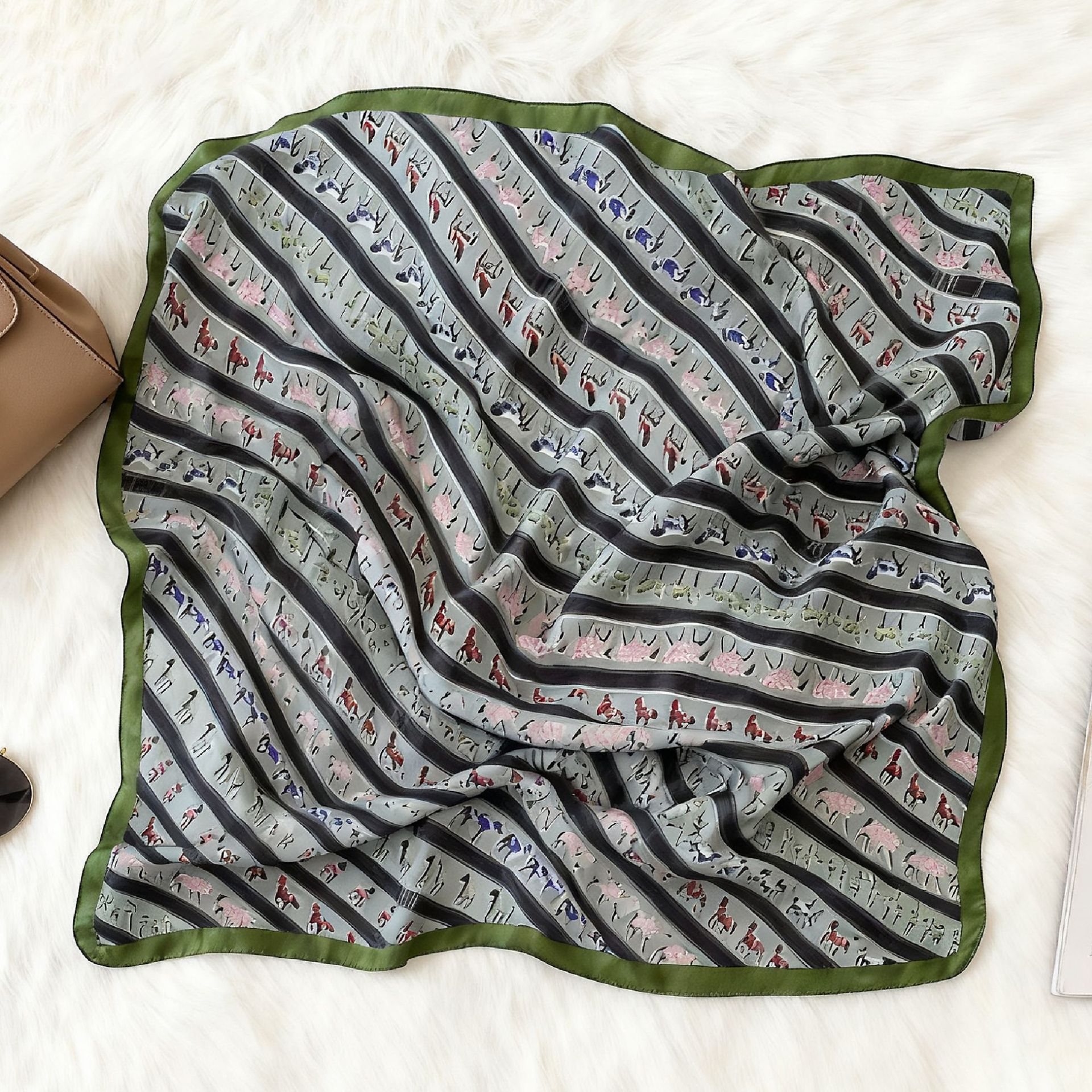 Écharpe carrée en coton pur de luxe pour femmes, foulard, écharpe pour le cou et les cheveux, design imprimé, foulard de tête, écharpe tendance pour filles