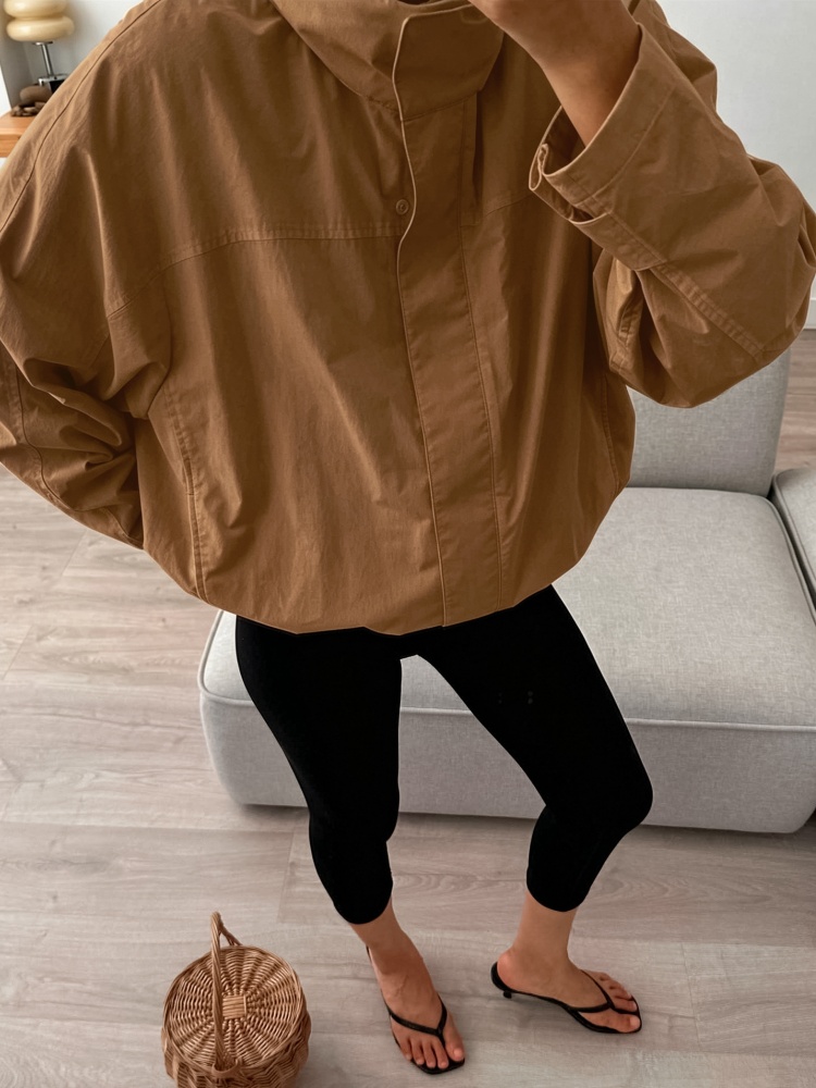 Veste coupe-vent unie zippée pour femme, col montant, coupe ample, décontractée, mode streetwear, automne hiver 2026