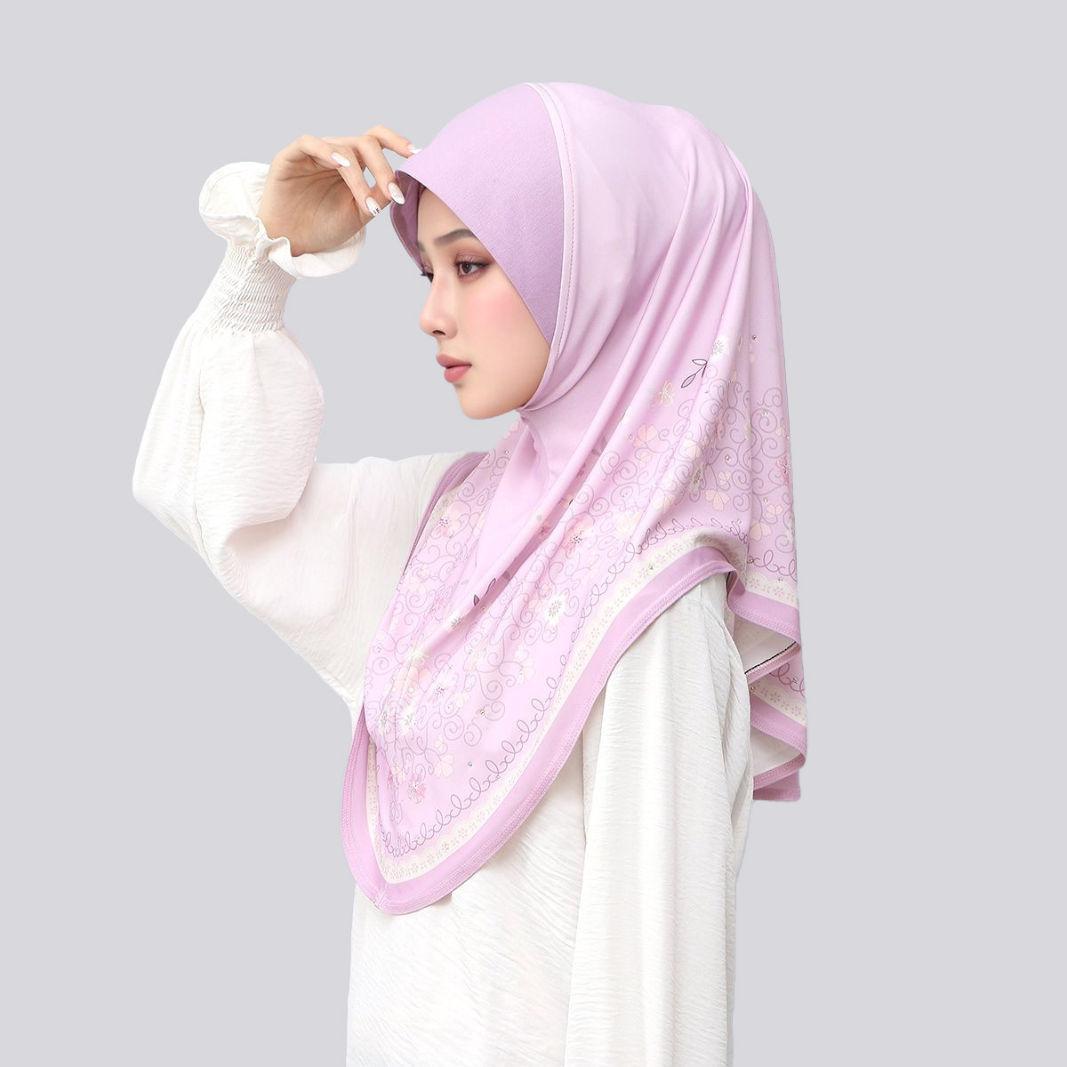 Mode femmes diamant Hijabs châle nouveau imprimé fleuri arabe élastique Ramadan tête enveloppement Bonnet malaisie longue écharpe foulards Turban casquette