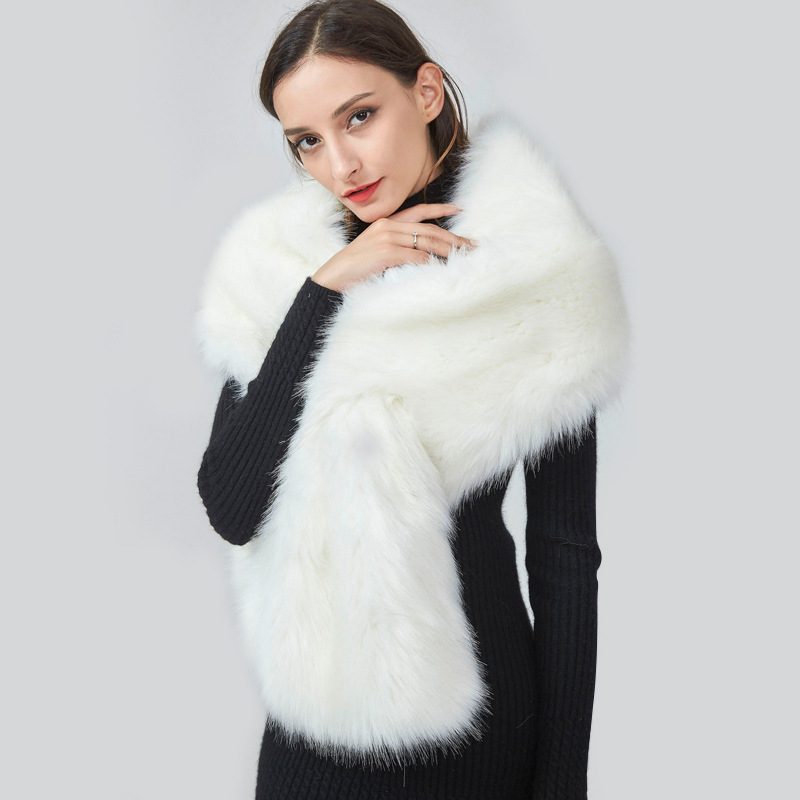 Hiver fausse fourrure châle grande écharpe moelleuse cou plus chaud femmes col en fourrure mariage mariée formelle soirée fête haussement d'épaules accessoires
