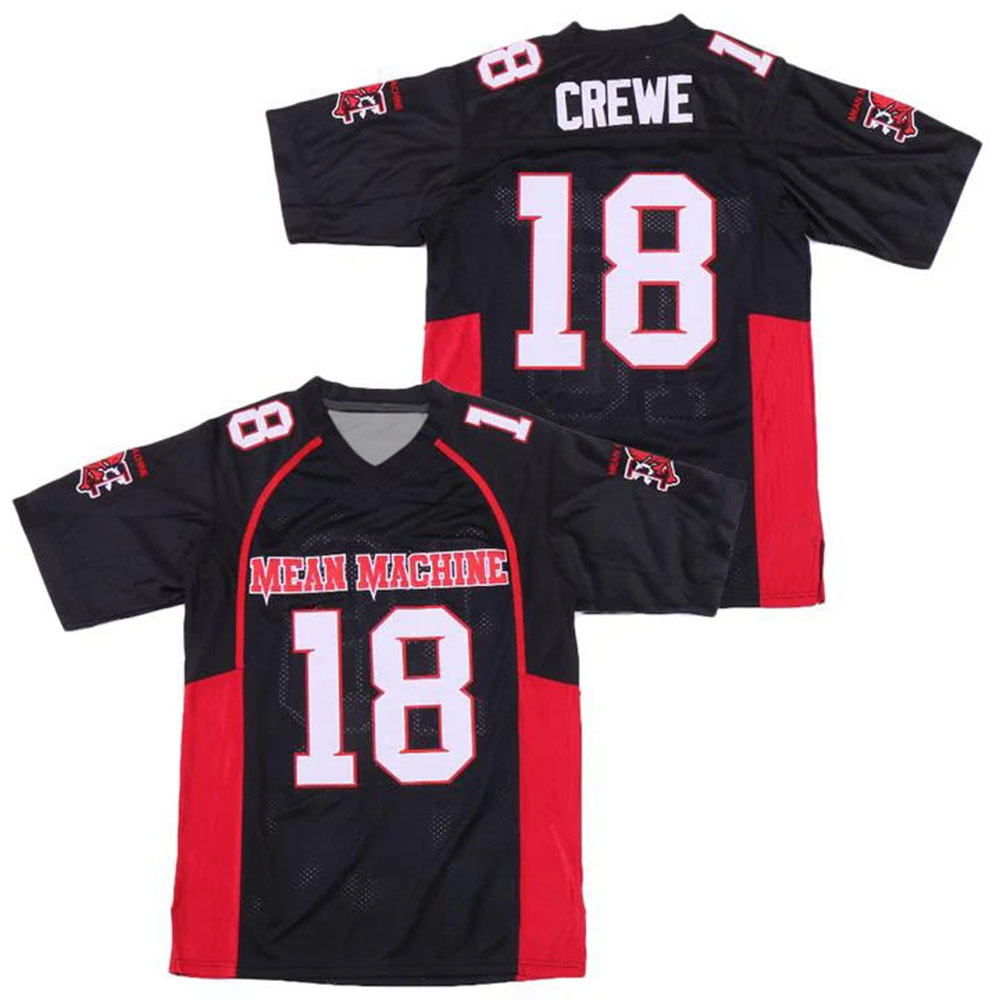 Maillot de football Paul Crewe Mean Machine, noir et rouge, col en V, en maille, à manches courtes, chemise de sport, uniforme de cosplay de film, haut de costume de fête