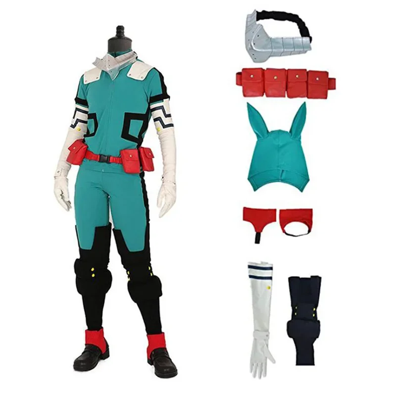 Costume de Cosplay Midoriya Izuku, uniforme, combinaison de combat verte, ensemble complet, Costume d'halloween de Cosplay de l'académie My Hero Kostum