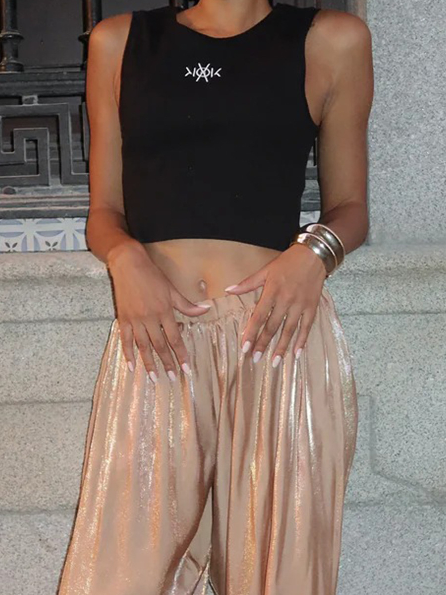Pantalon Lanterne Élégant Brillant pour Femme Taille Haute Élastique Streetwear Coupe Ample Décontractée Longue 2026