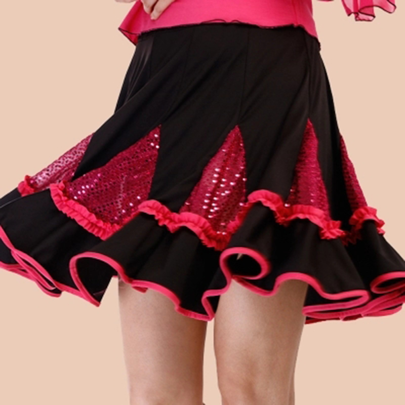 Robe de danse latine pour femmes, Salsa, Tango, Rumba Cha, jupe, vert, rose vif, rouge, vêtements carrés pour femmes