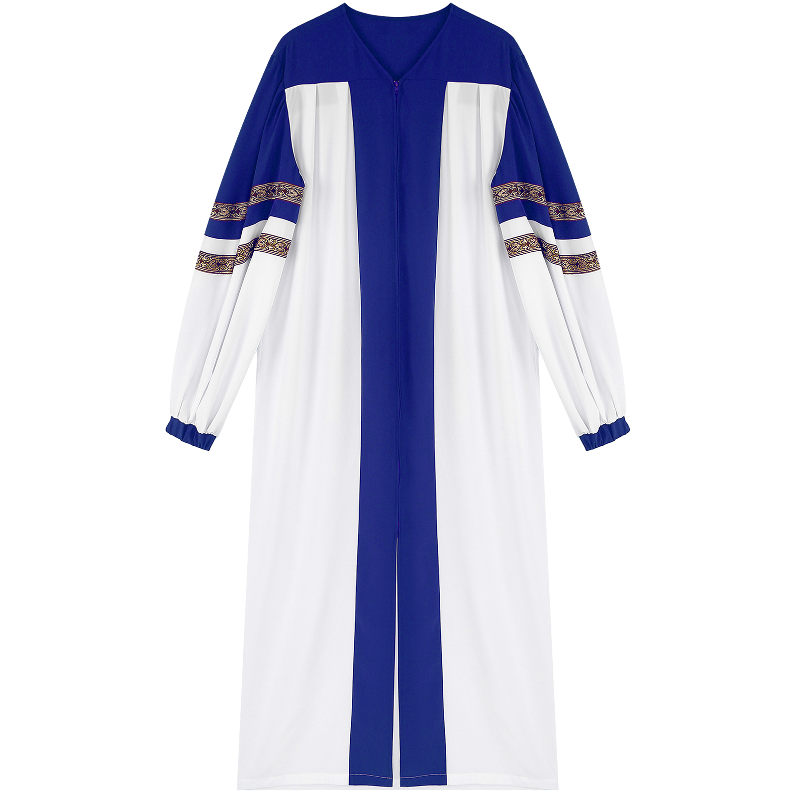 Robe de pasteur à manches longues pour hommes et femmes, robe de chorale d'église, costume de cosplay de clergé catholique d'Halloween, robe de prêtre chrétien à fermeture éclair