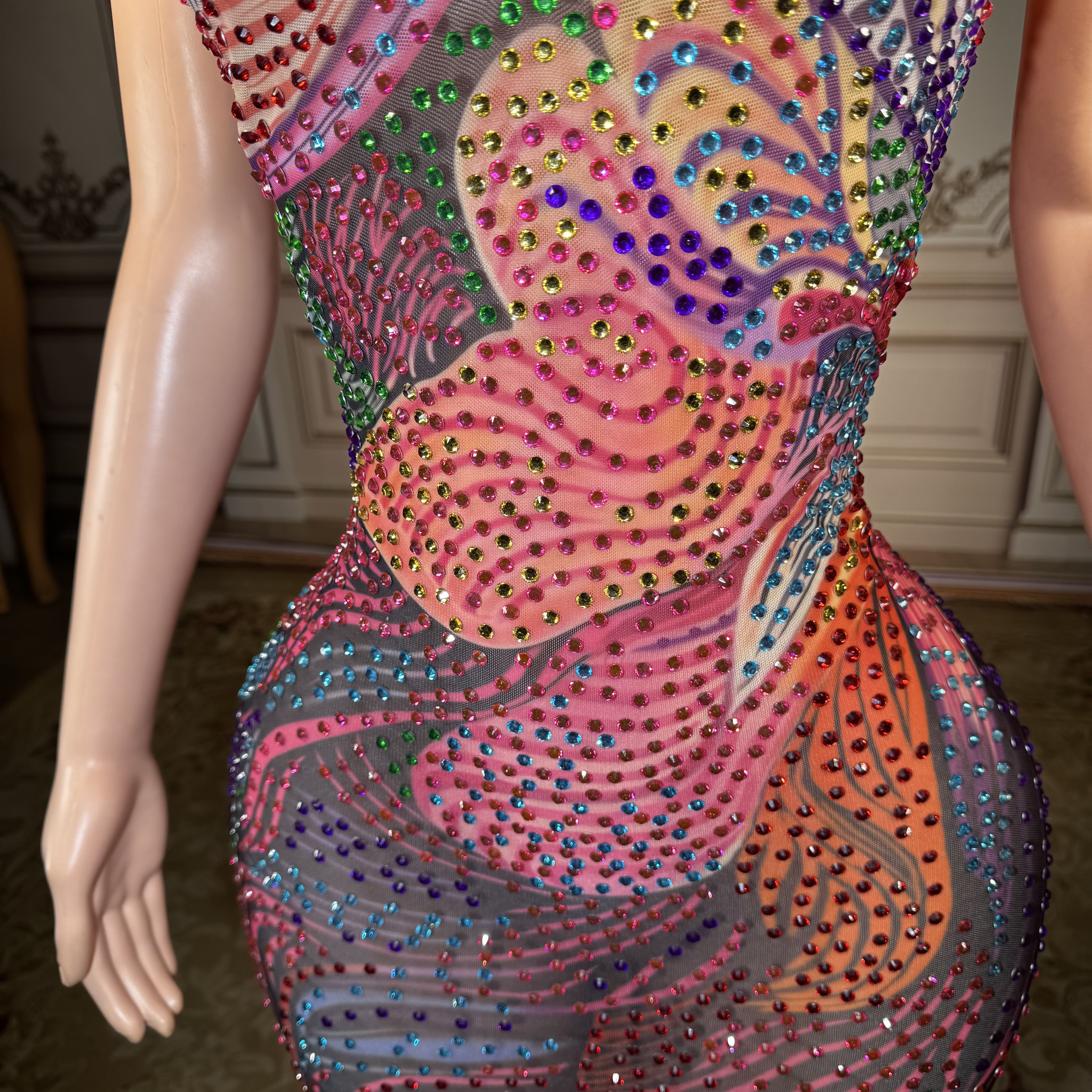 Robe longue sexy à imprimé floral, col en V profond, sans manches, dos nu, élégante pour femme