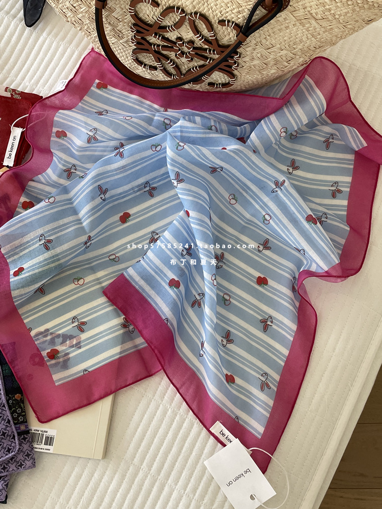 Foulard carré doux et respirant, respectueux de la peau, à pois et motif cachemire, protection du cou, pour femmes coréennes, export