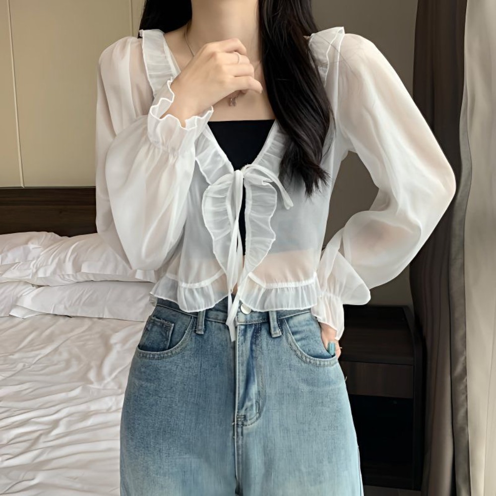 2025 femmes mince décontracté dentelle arc été Protection solaire vêtements femme Cardigan chemise vêtements hauts Blouse pour femme