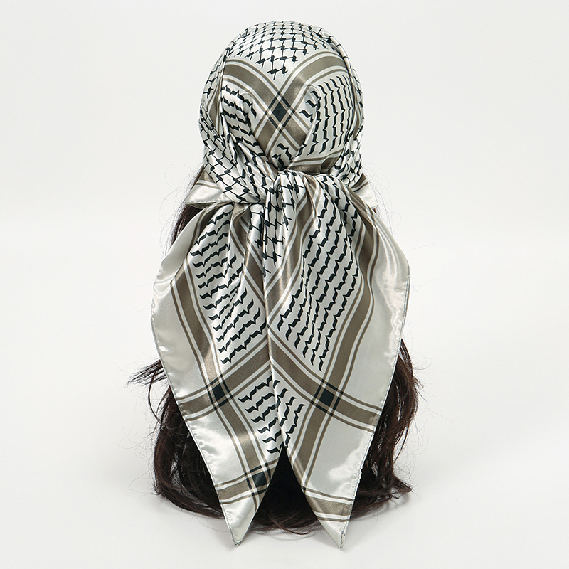 Foulard en Satin de soie arabe pour femmes musulmanes, Style Shemagh, Bandana élégant, bandeau, accessoires pour cheveux, 90x90cm, nouvelle collection