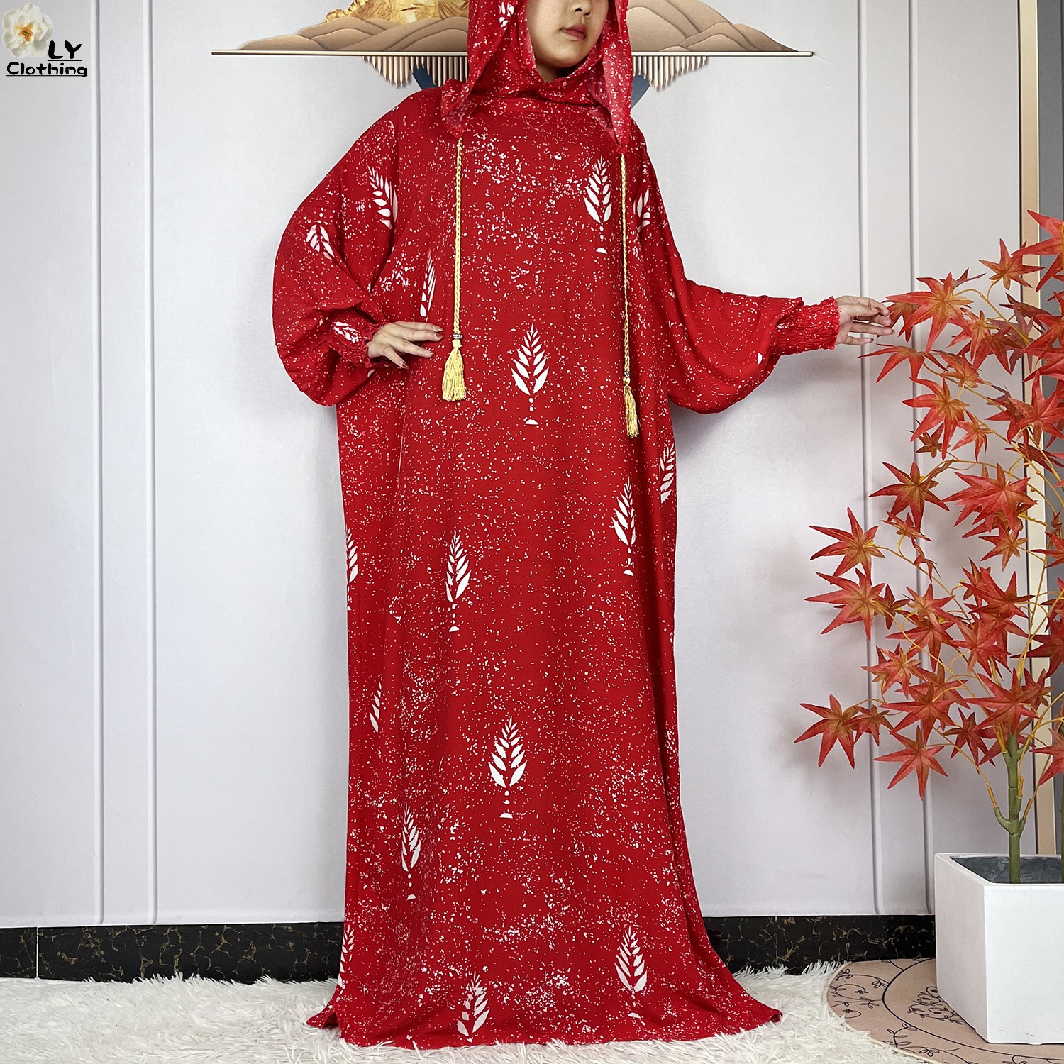 Nouveau Style africain musulman pour les femmes Ramadan prière deux pièces à capuche en coton ample à manches longues Abayas Femme Robe dubaï Islam Robe