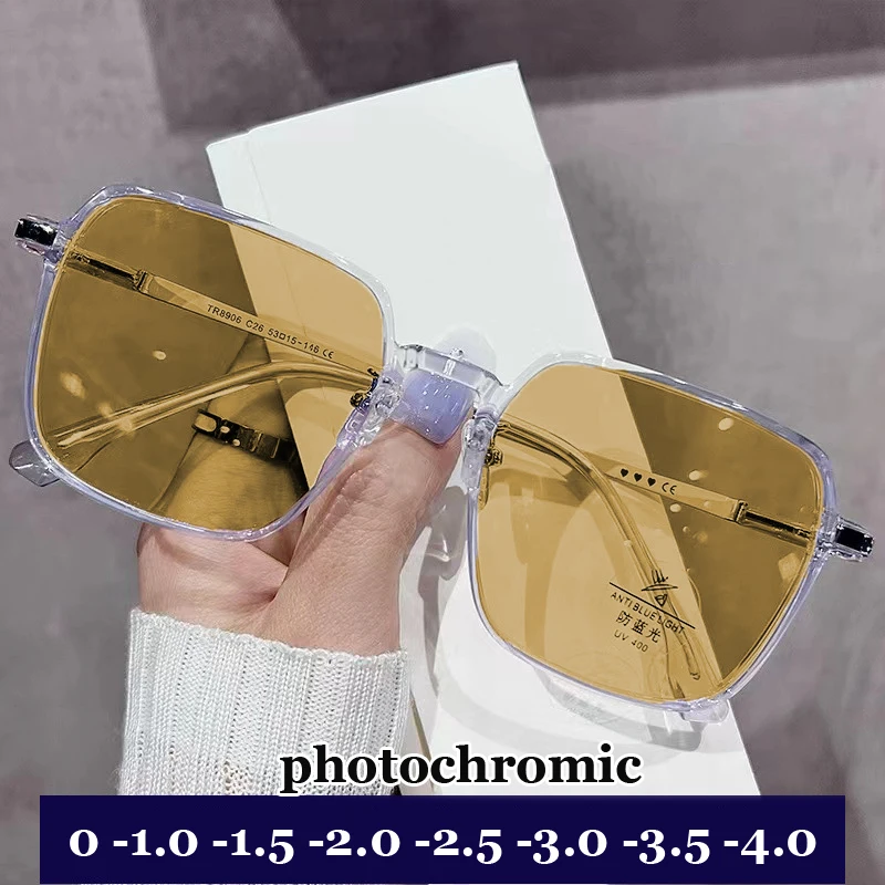 Lunettes de myopie pour femmes et hommes, lunettes moins photochromiques, contrevenants optiques, document fini proxy, tendance de la mode