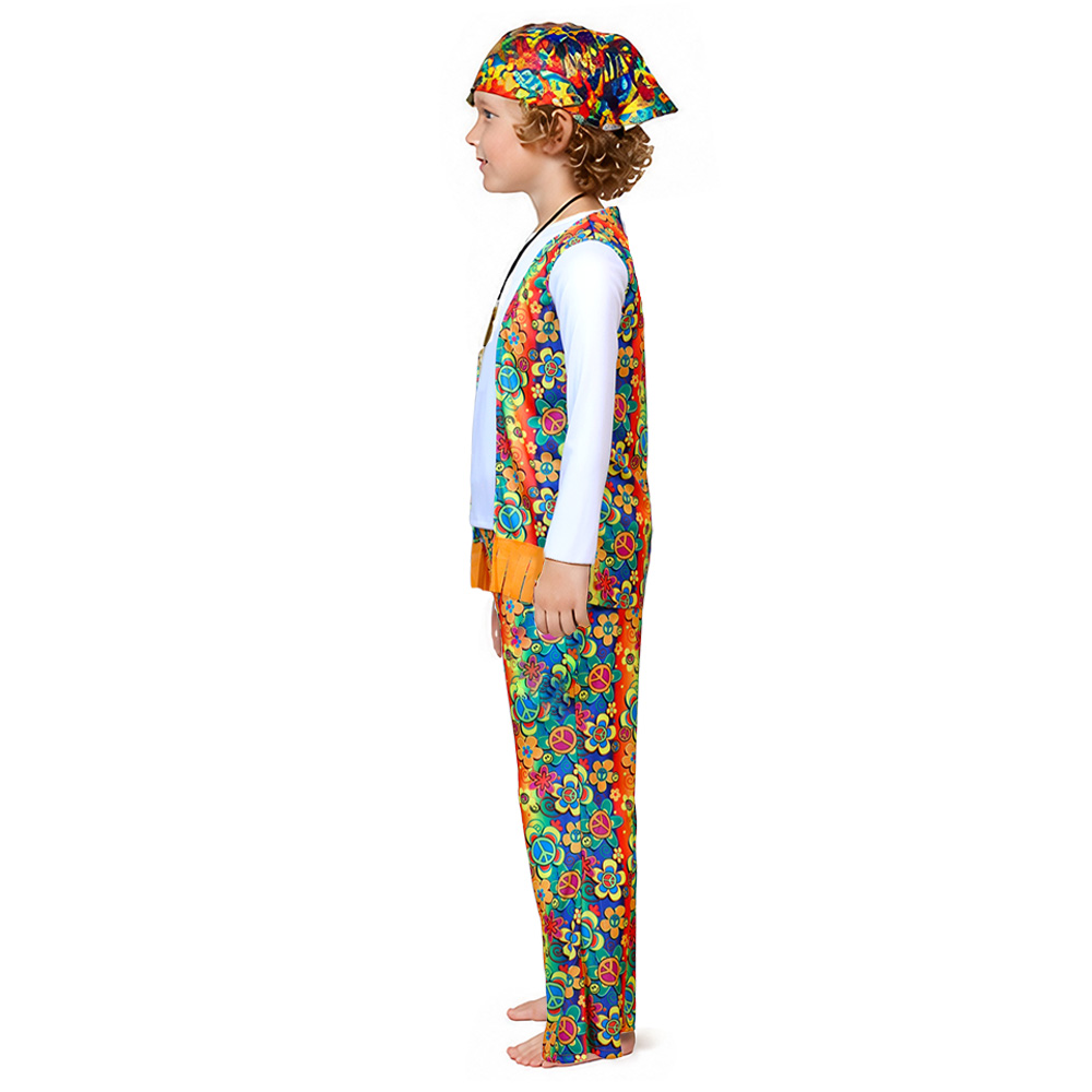 Tenue bohème hippie pour enfants, années 60, années 70, imprimé floral, costume de déguisement, costume d'Halloween pour jeux de rôle et fêtes