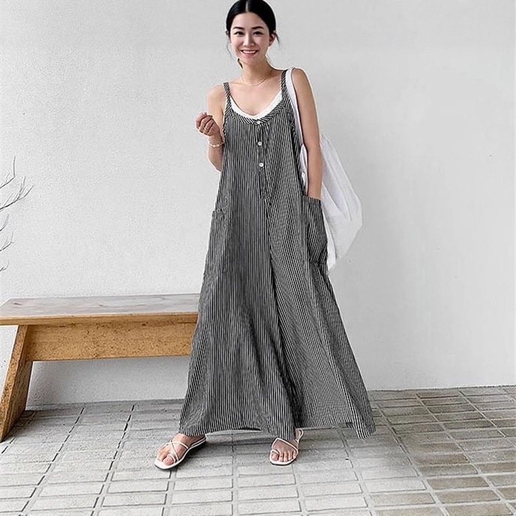 Salopette à carreaux décontractée de Style coréen pour femmes, robe taille haute, sans manches, col en U, jupe longue en Patchwork, dos nu, nouvelle collection