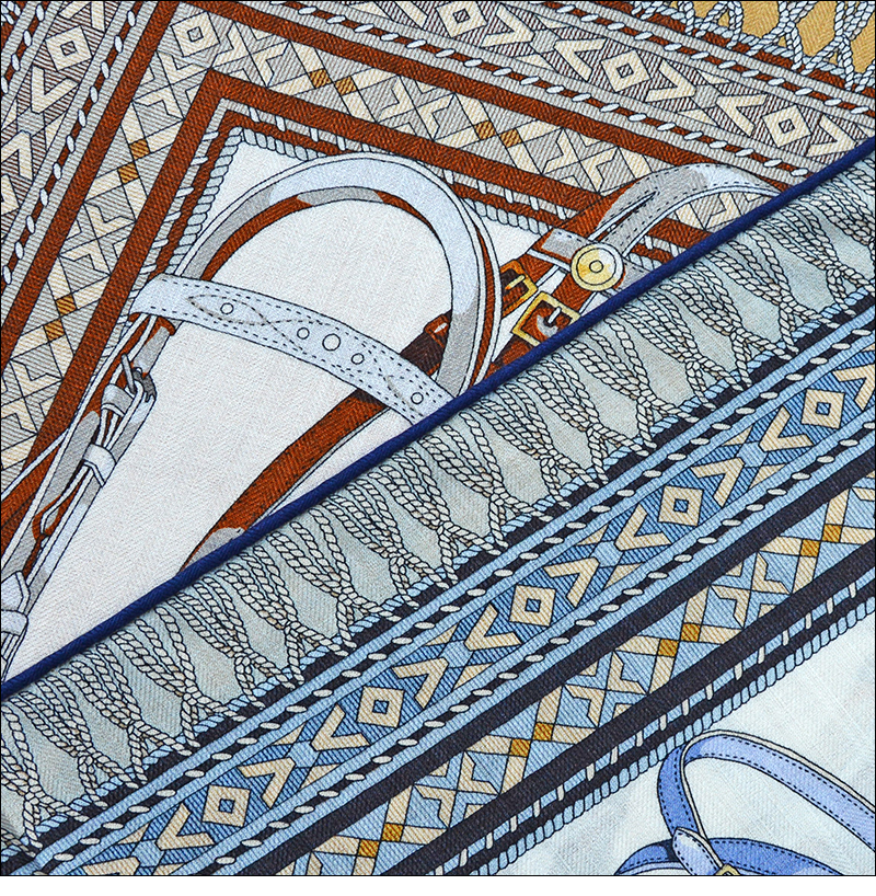 Écharpe d'automne en laine de soie avec motif à chevrons, accessoire multifonctionnel de loisirs double face double couleur "65F0015"