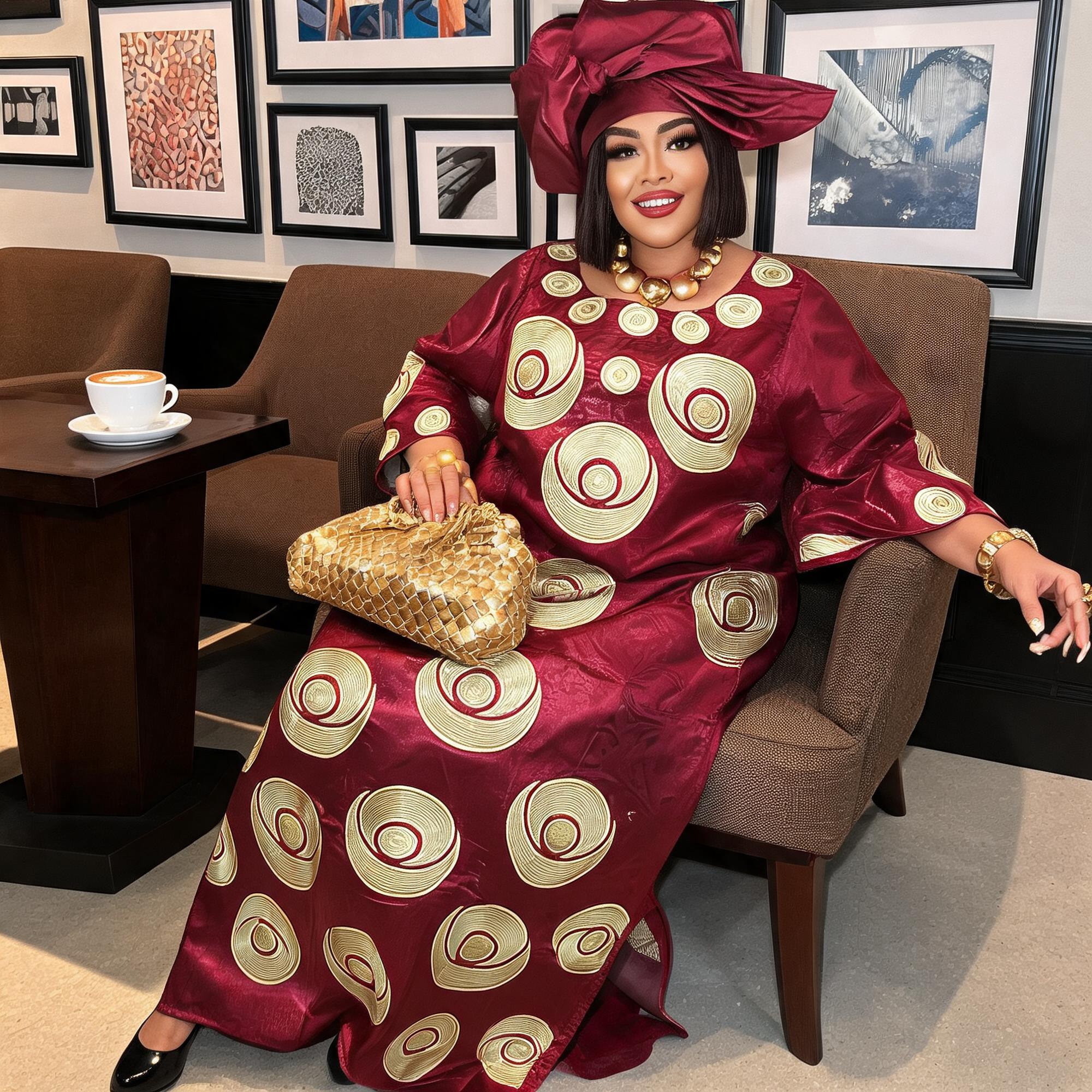 Robe africaine pour femmes, abaya brodée, grande taille, élégante, pour fêtes et cérémonies