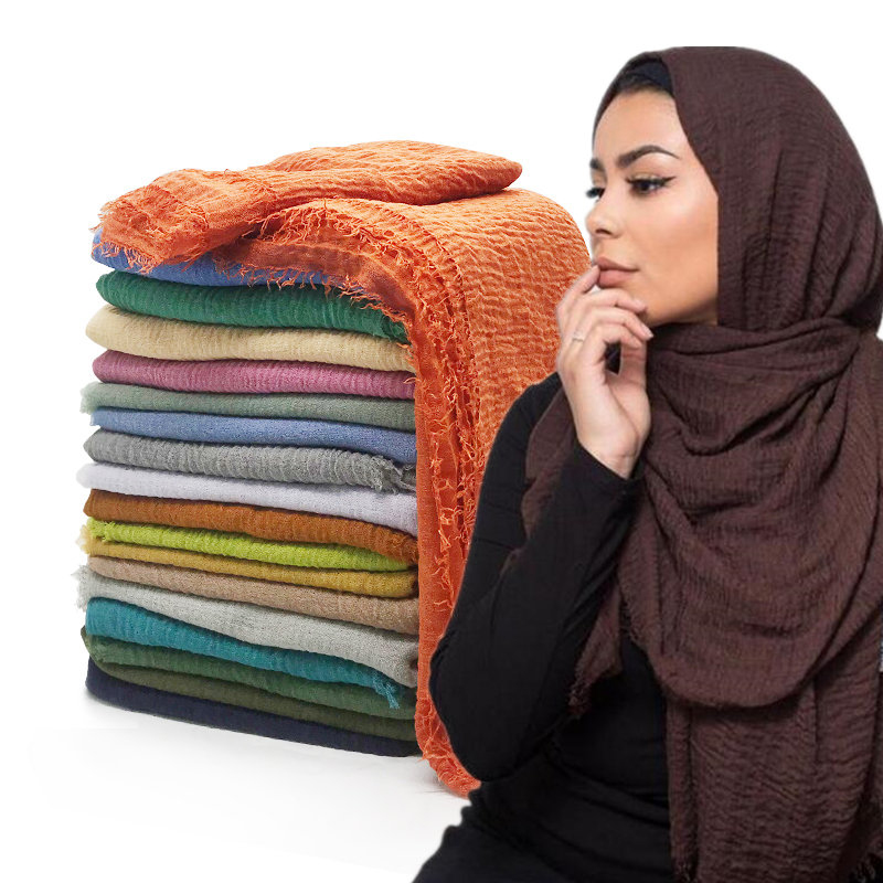 Mode musulmane 2026 pour femmes : Foulard hijab froissé, foulards de tête doux et unis, turbans, châles et étoles, hijab femme musulman, kopftuch