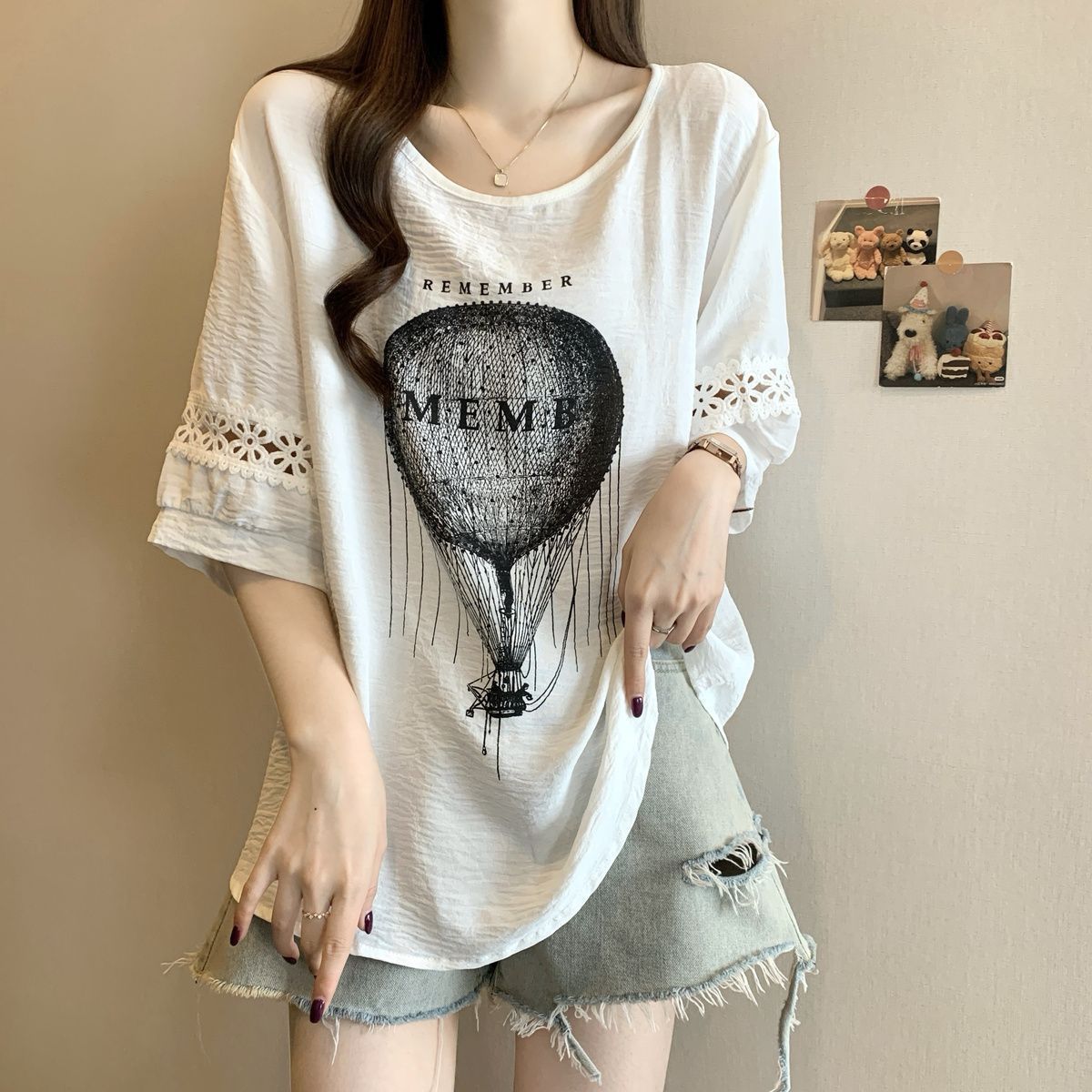 Vêtements pour femmes grandes tailles, populaires au printemps et en été, t-shirt ample et fin à imprimé, à manches courtes, à porter à l'intérieur et à l'extérieur
