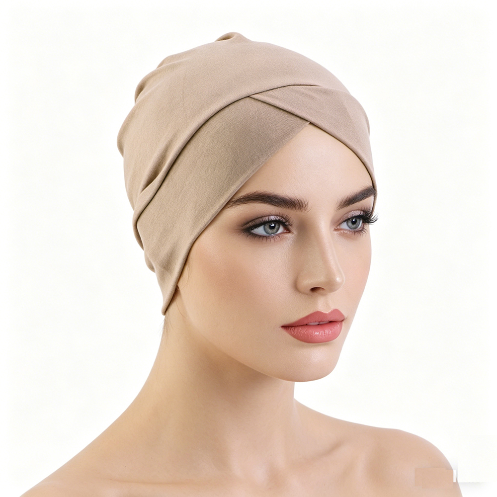 Bonnet intérieur uni en tissu modal extensible croisé pour femme musulmane, usage quotidien, turban islamique arabe, couvre-chef doux et confortable