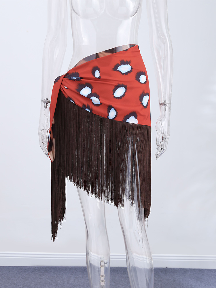 Nouvelle Mini-jupe Léopard Sexy à Franges pour Femme, Style Bohème, avec Lacets et Coupe Irrégulière, Idéale pour les Vacances et la Plage, Collection Été 2026