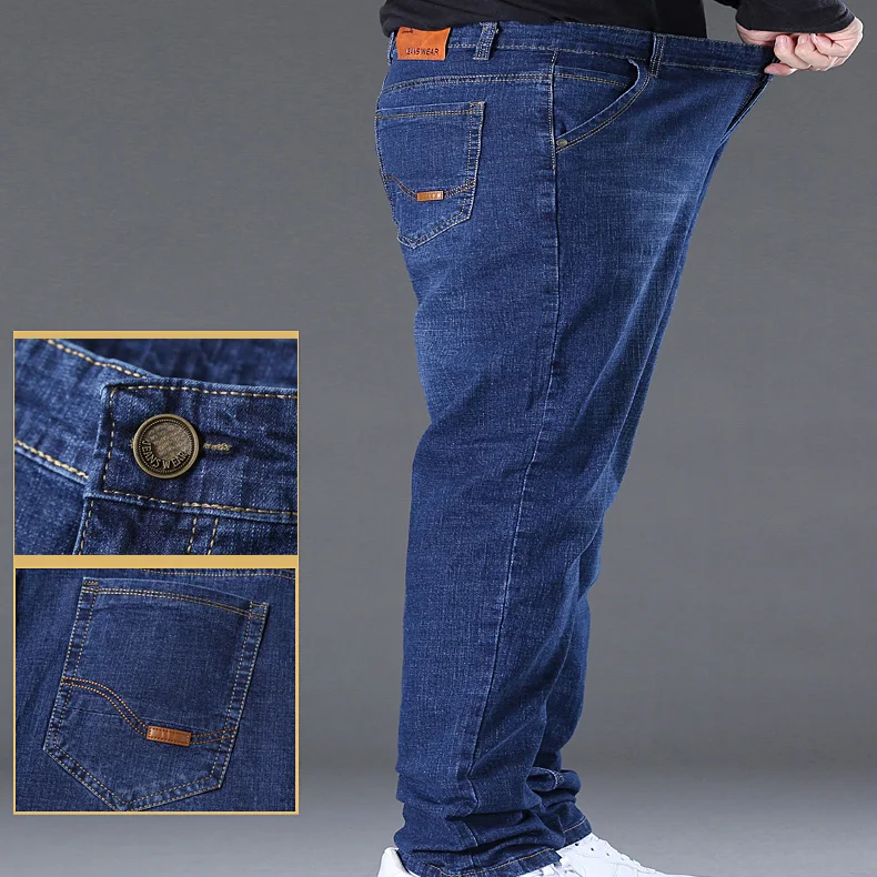 Jean bleu Homme grande taille 48 50 Pantalon en jean grande taille Pantalon pour 45-150 kg jean Hombre jambe large Jean Pantalon Homme