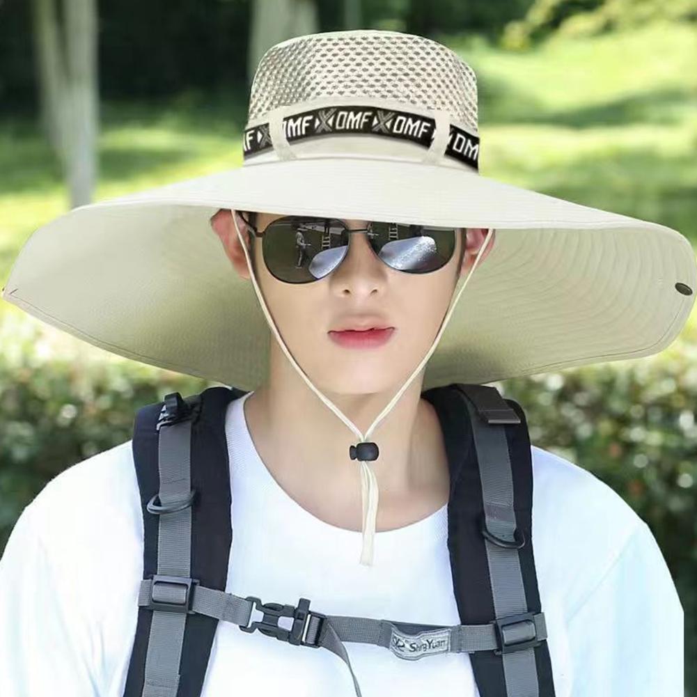 Chapeau de pêche respirant à grand bord pour hommes, casquettes de pêche, protection solaire contre les UV, chapeau de bain en maille, casquette de plage en plein air, randonnée, été, nouveau, 15cm