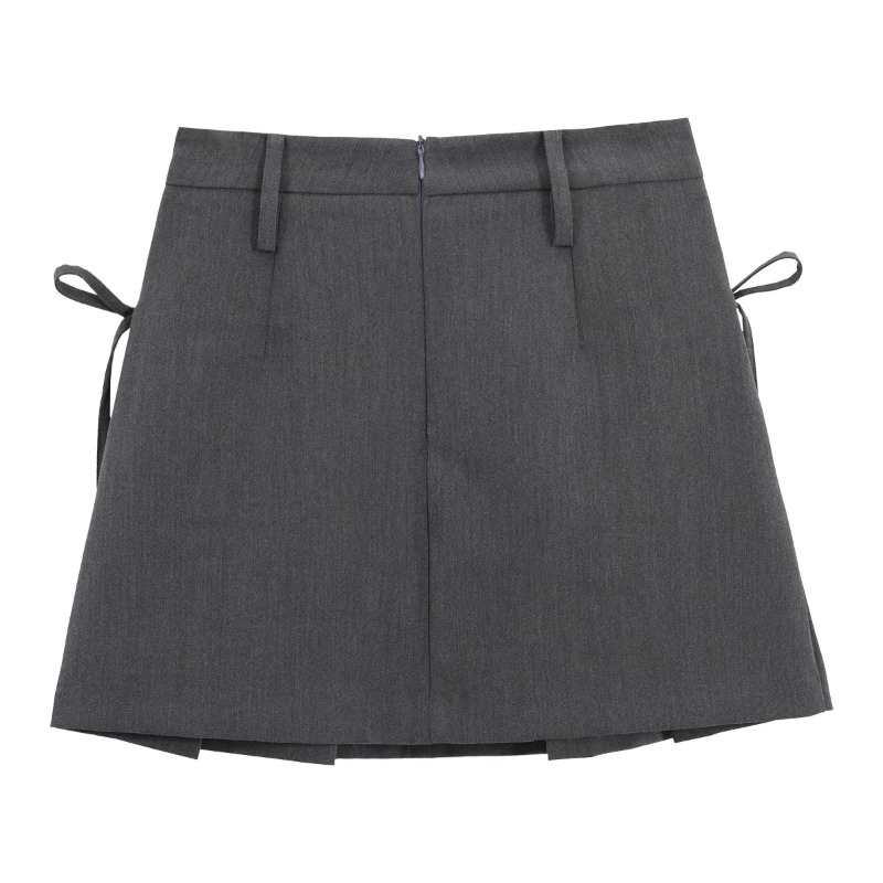Jupe plissée taille haute pour femme, style A-line, avec détail nœud papillon, mini-jupe d'été