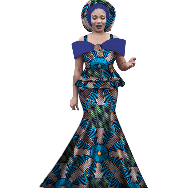 Tenues africaines avec cravate de sauna pour femmes, ensemble de jupes longues et en Y à bretelles imprimées Dashiki Bazin, vêtements africains WY3113