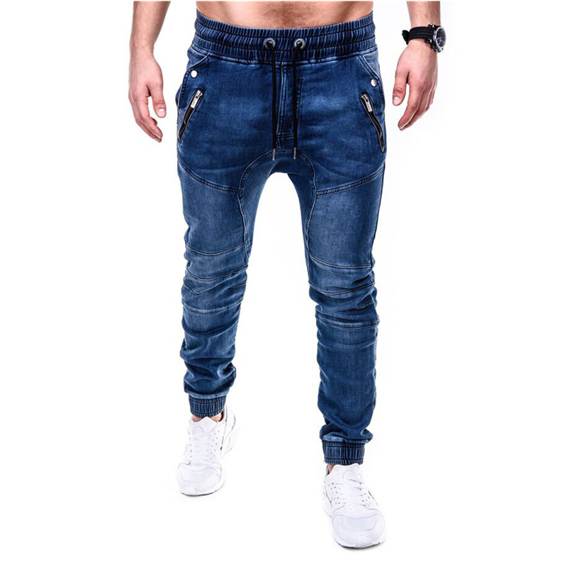 Hommes jean crayon pantalon taille élastique cordon à lacets poches lavé en détresse cheville longueur pantalon 2025 Streetwear Denims